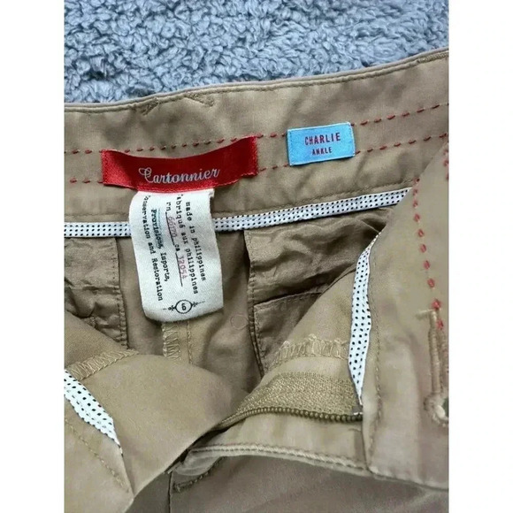 Anthropologie Cartonnier Size 6 Charlie Trouser Tapered Khaki‎ Zip at Ankles - Picture 7 of 10